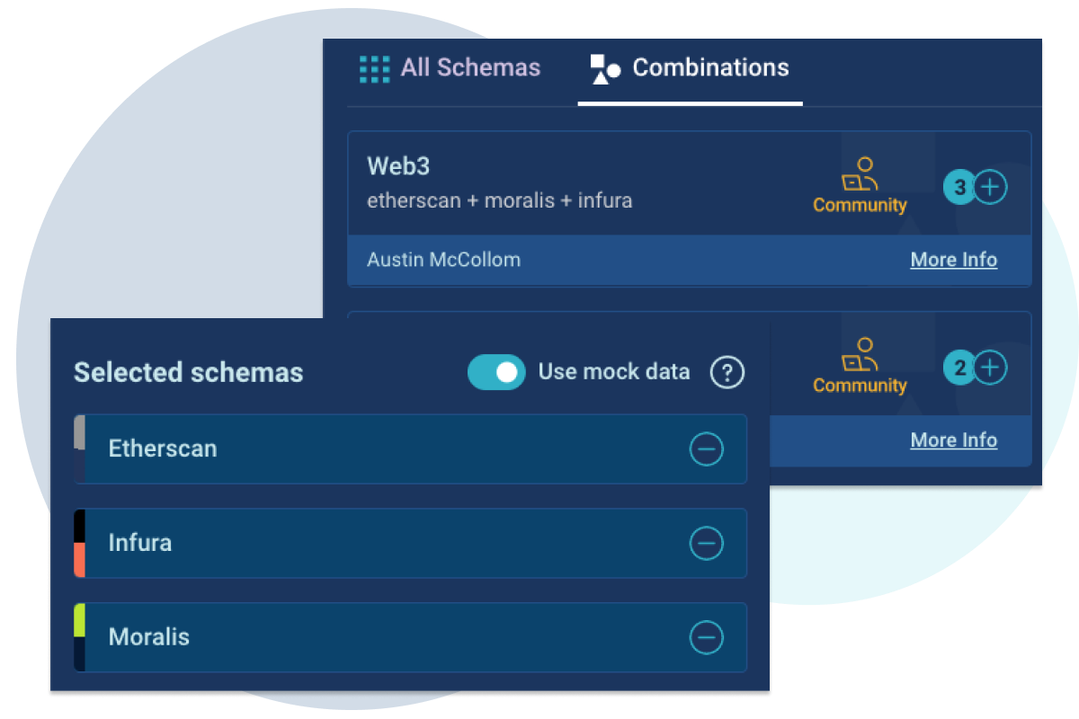 Assemble a GraphQL API in minutes on Web3 API data sources.
